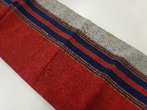 アンティーク　綿紬縞模様織出し全通袋帯（材料）
